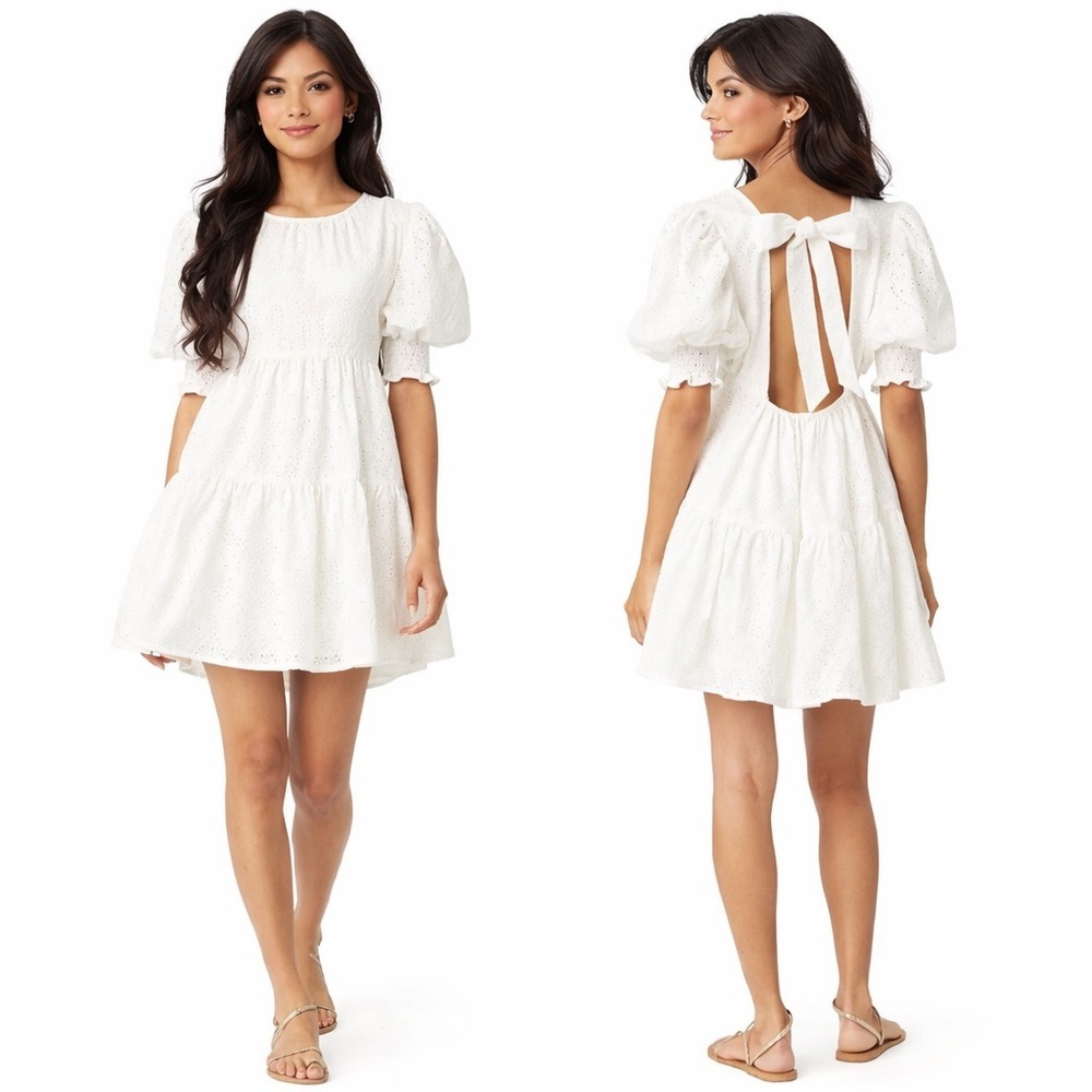 MISA Los Angeles Eyelet Tiered Dress